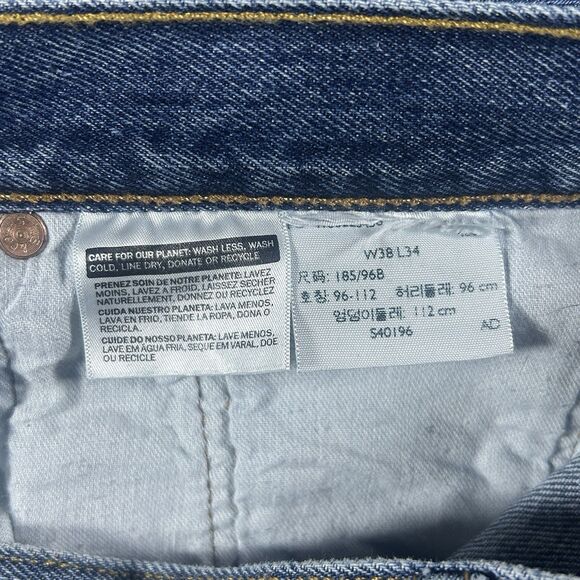 Levis 501 Jeans 38x34 Medium Wash Straight Leg Button Fly Cotton - Picture 9 of 16